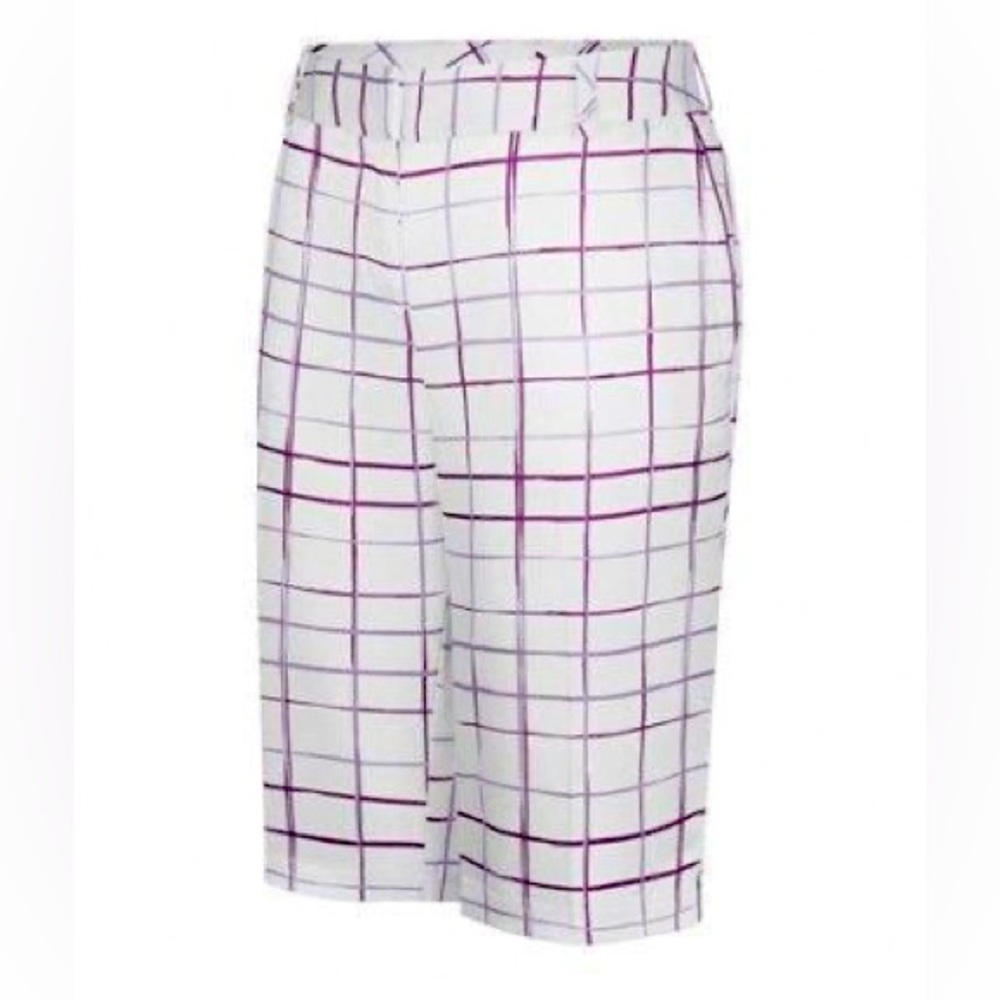Adidas Golf Moisture Wicking Purple Plaid Bermuda Golf Shorts NWT